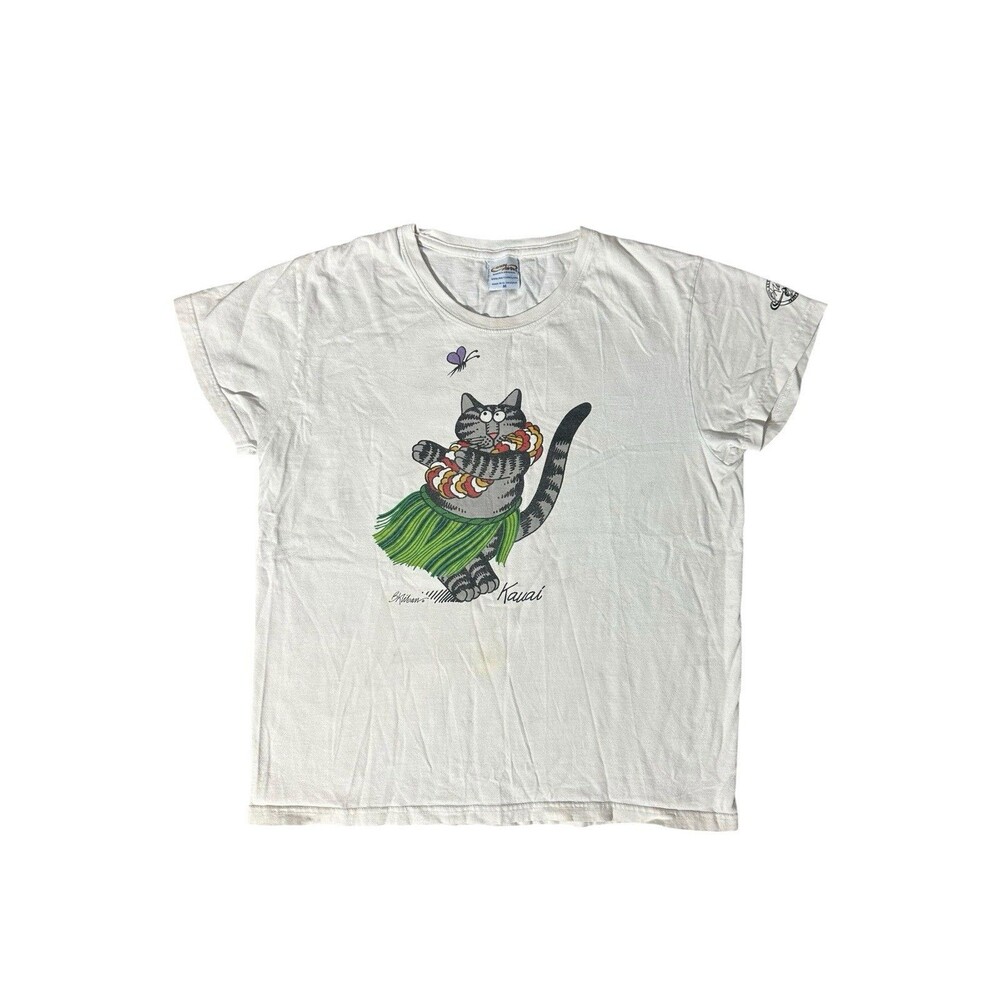 B. Kliban Cats Hawaii Kauai Cat Hula Dancing Graphic T-Shirt Medium Crazy Shirts